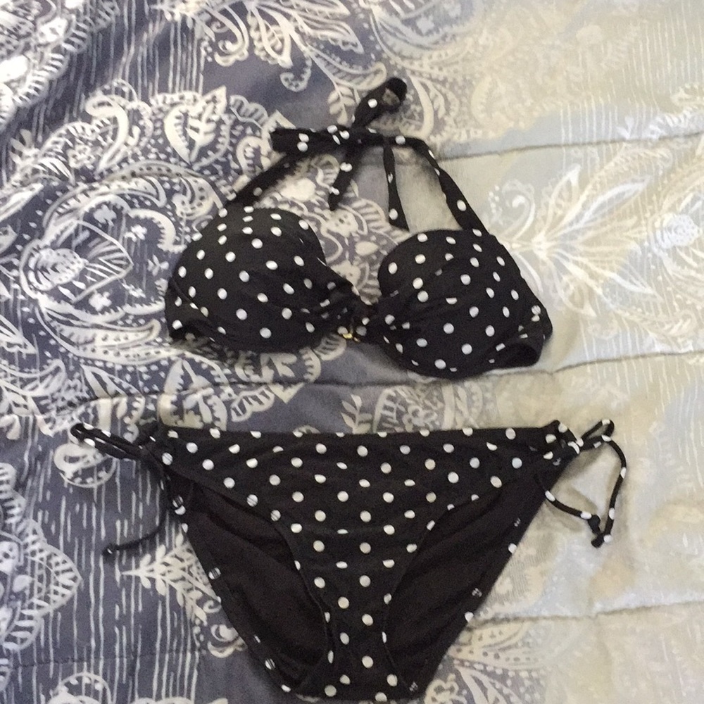 Black Bikini with white polkadots